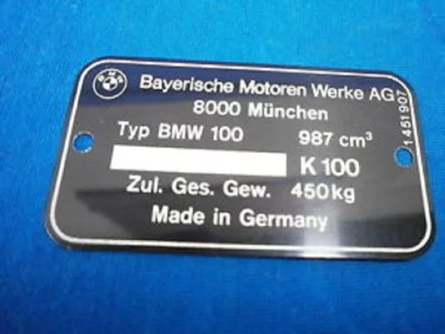 BMW Typenschild K100