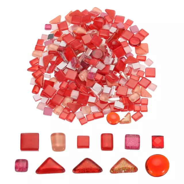 500g Irregular Crystal Glass Mosaic Tiles, Craft Mosaic Tiles Red Series