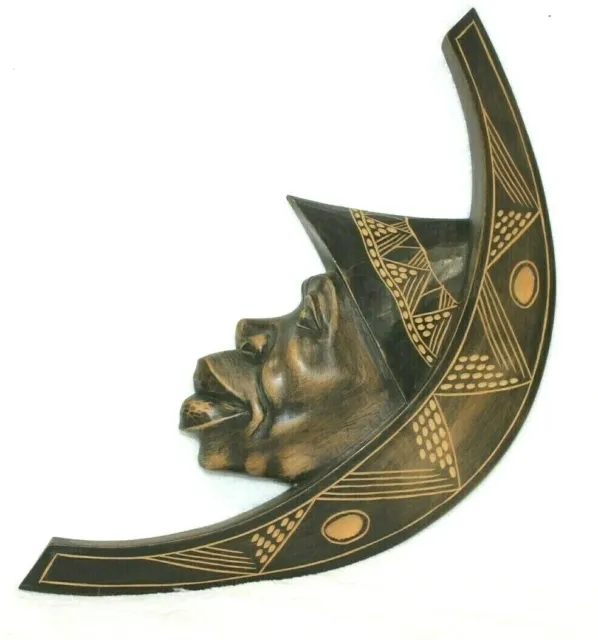 VTG Wood Hand Carved Hand Made Wall Ornament From Zaire Tribal African