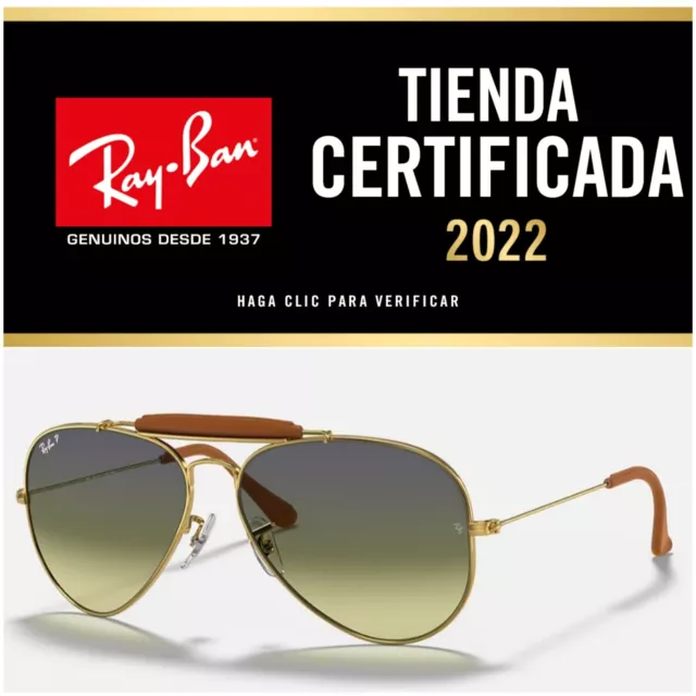 Gafas De Sol RAY BAN AVIATOR OUTDOORSMAN Craft RB3422Q 001/M9 Gold Leather New