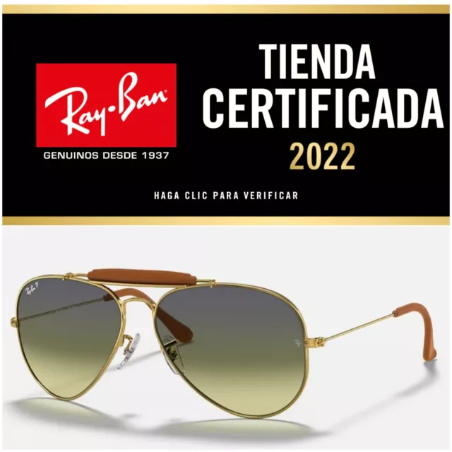 RAY BAN AVIATOR OUTDOORSMAN Craft RB3422Q 001/M9 Gold Leather Legend New