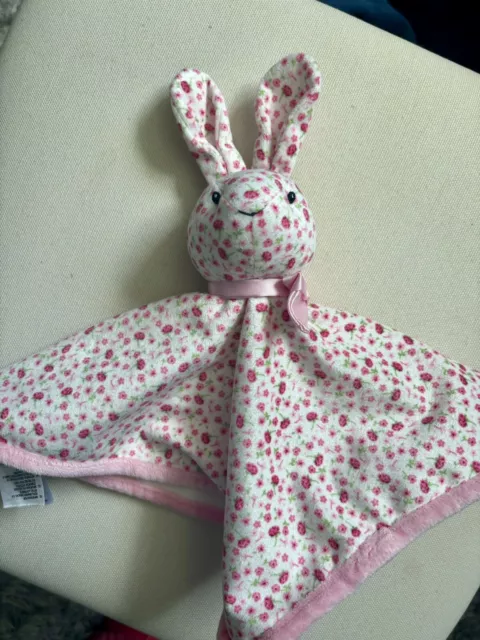 Mothercare Baby Girl Adorable Pink Floral Velour Bunny Blankie Comforter VGC