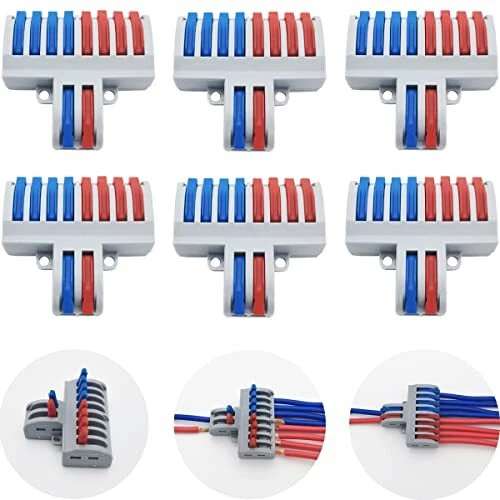 Bornes de Connexion, CESFONJER SPL-82 6 Pcs Connecteurs électriques, Levier-É...