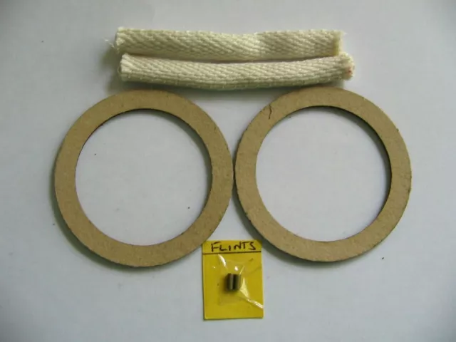 REPLACEMENT MINERS LAMP PARTS-GASKETS-(58MM)+ROUND WICKS & FLINTS COLLIERY -c-