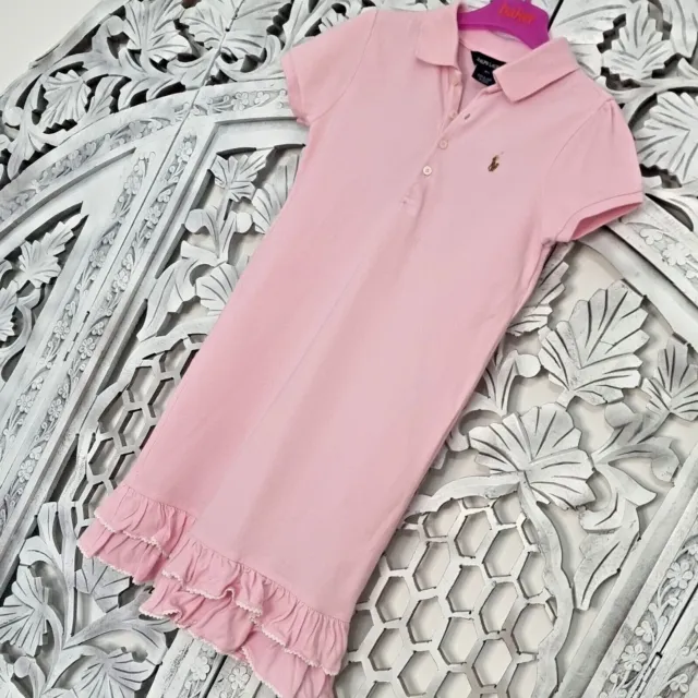 Maglietta polo rosa Ralph Lauren bambino collare - orlo arricciato - bambine 6 X anni