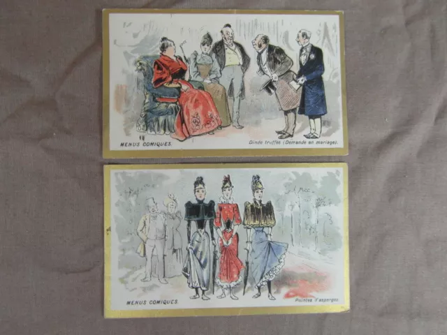 CHROMOS / CHROMO trade cards CHOCOLAT DE L UNIVERS vers 1900 : MENUS COMIQUES