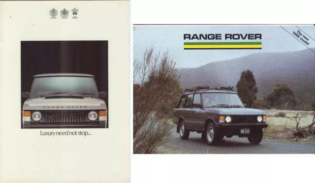 Two 1985 RANGE ROVER British & Aust Market Brochure & 2 Page 2 & 4 Door & VOGUE