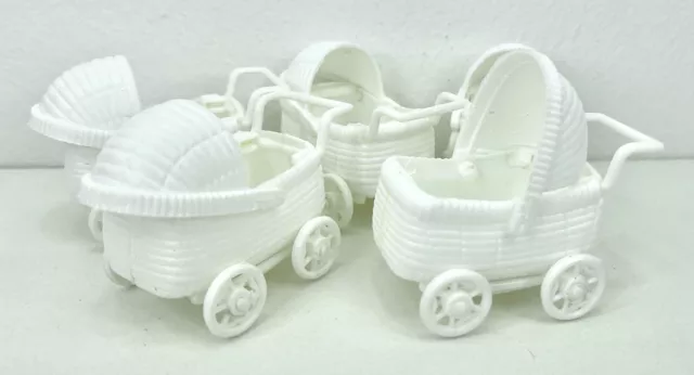 5 X Puppenwagen Deko Baby Party Auch Für LOL Spielen Neuwertig Cremiges Weiß