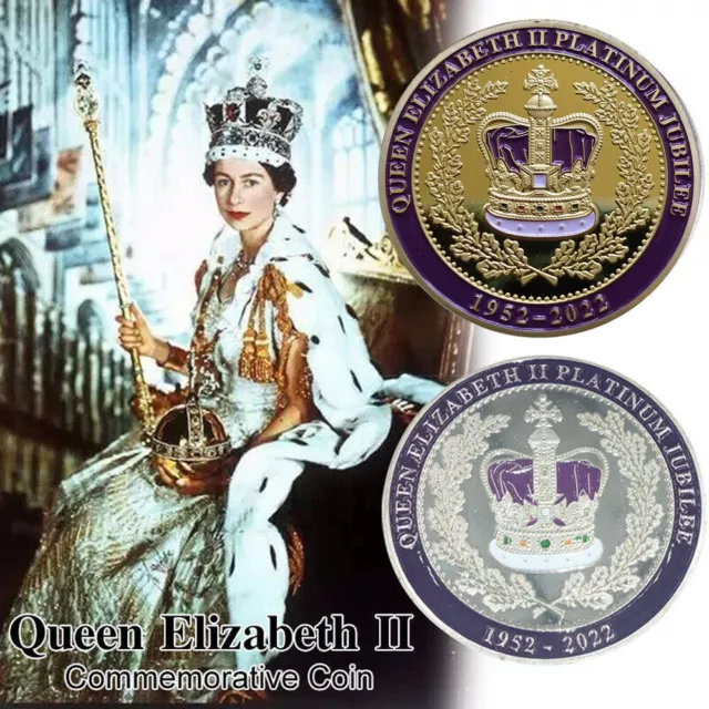 Queen Elizabeth II Platinum Jubilee Commemorative Coin Royal Souvenir Golden Hot 3