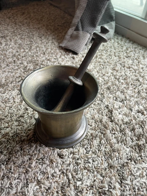 Antique Solid Bronze/Brass Mortar Pestle Apothecary Pharmacy
