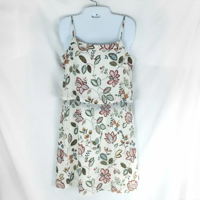 Madewell Silk Overlay Cami Camisole Slip Dress Sz 6 Floral Lined Adj Straps EUC