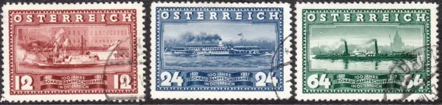 Stamp Austria SC 0382-4 1937 Steam Ship Boat Danube River Service Uranus Used