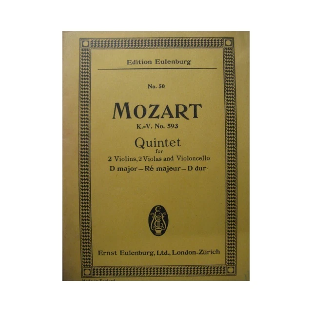 MOZART W. A. Quintet KV 593 Violon Alto Violoncelle