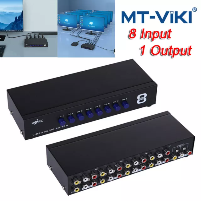 8 Port AV Audio Video RCA 8 Input 1 Output Switch Switcher Selector Splitter Box