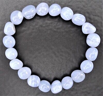 BLUE LACE AGATE BRACELET - Healing Crystal, Throat Chakra, Stress Relief
