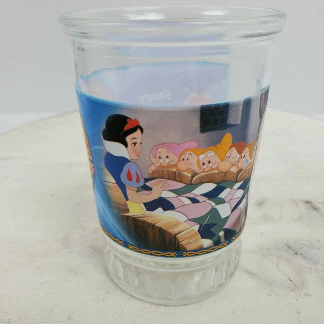 BAMA JELLY JAR Glass Walt Disney's Snow White & Seven Dwarfs Sleepy 4