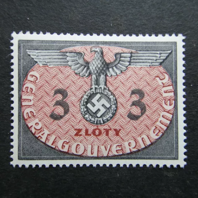 Germany Nazi 1940 Stamp MNH Swastika Eagle 3z Generalgouvernement WWII Third Rei