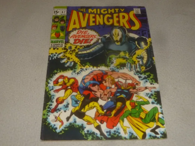 VINTAGE MARVEL COMIC BOOK THE MIGHTY AVENGERS #67 1969 ULTRON THOR IRONMAN 15c