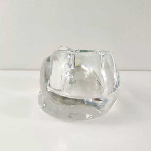 Vintage Indiana Glass Votive Candle Holder Crystal Cute Sleeping Cat Paperweight 4