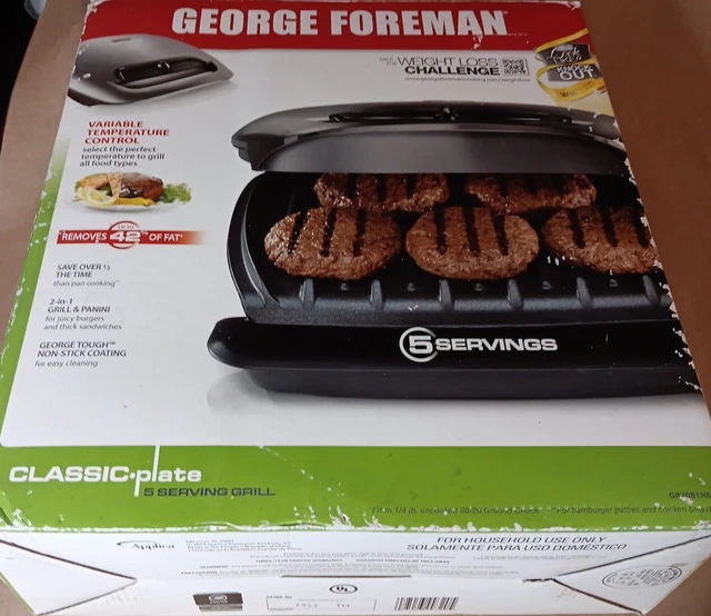 George Foreman 5-serving  GRILL & PANINI PRESS #GR2081HM *NEW* OLD STOCK