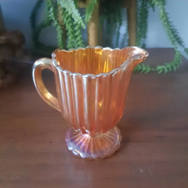 Vintage Marigold Carnival Glass Scalloped Edge Creamer Jug
