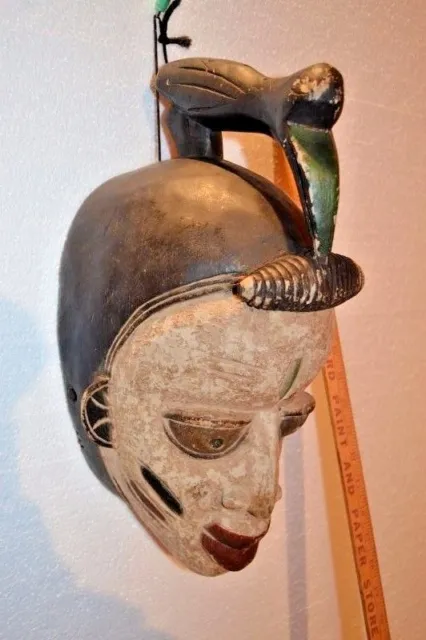 Unique Bird Crested Ibo / Igbo Ceremonial African Mask - Nigeria - 17" x 9"