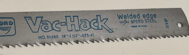 MILFORD WELDED EDGE HIGH SPEED STEEL Hack Saw Blade 4T, 18"x 1-1/2" x .075, NEW