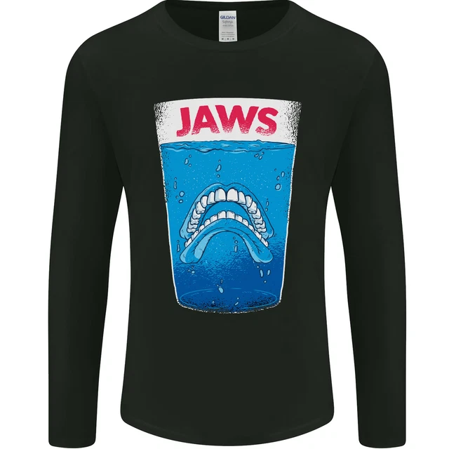 Jaws Funny Parody Dentures Skull Teeth Mens Long Sleeve T-Shirt