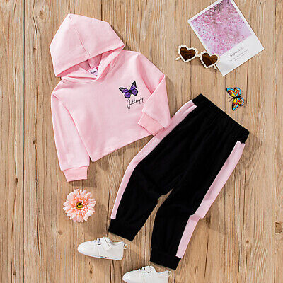 Kids Toddler Girls 2Pcs Outfits Hooded Top Pants Autumn Tracksuit Clothes Set