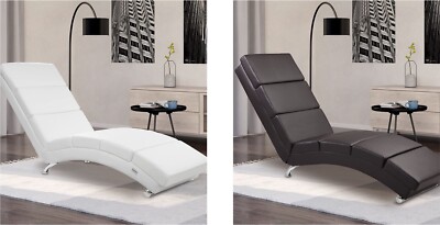 Relax CHAISE LONGUE POLTRONA RELAX DESIGN ELEGANTE SDRAIO IN ECOPELLE NERA 