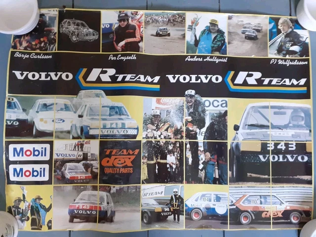 VINTAGE VOLVO R Team Rallycross Rally Poster 1980 Sports Car Racing ...