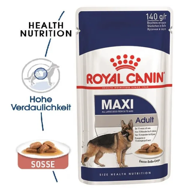 20 x 140g ROYAL CANIN Maxi Adulto Alimento para perros Comida nasal