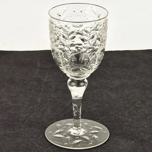 Bicchiere da Vino Vetro Floral-Dekor Tagliati a Mano Inghilterra Circa 1900 P921