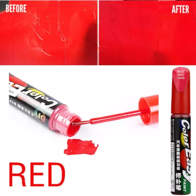 Red DIY Car Clear Scratch Remover Touch Up Pens Auto Paint Repair Pen Brush UK