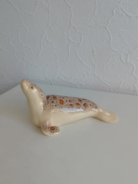 Fosters Pottery Seals Honeycomb Glazed Sea Lion Ornament Studio Art