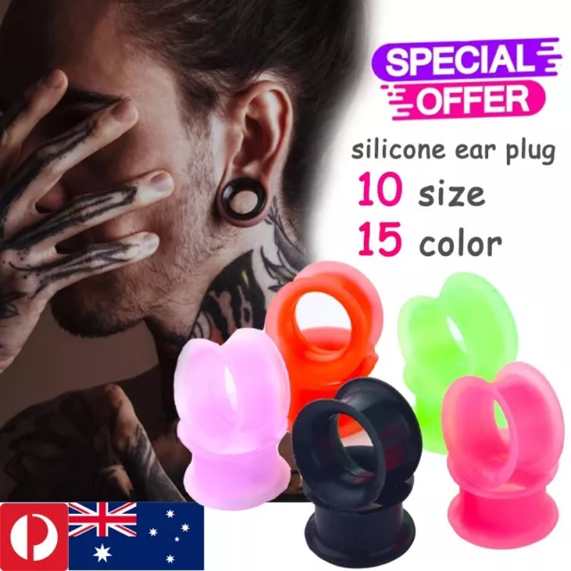 2x flexible Silicone Tunnels Stretchers Plugs Flesh Ear Body Jewellery 4mm-25mm