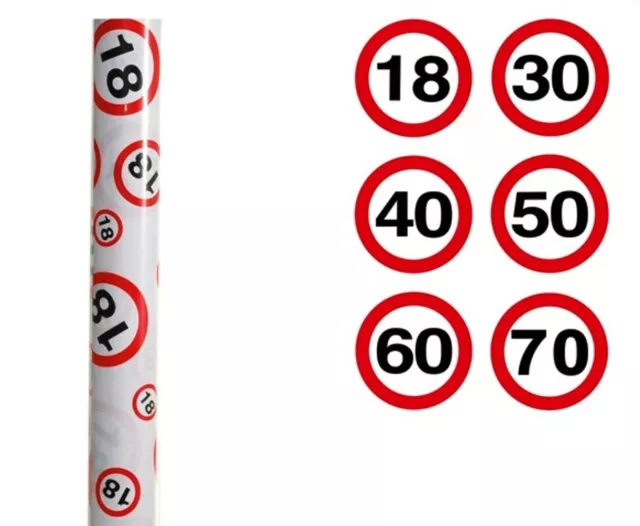 Geschenkpapier Verkehrsschild rot-weiß 70 cm x 3m