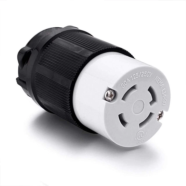 NEMA L14-30R Generator Plug, 30 Amp 4-Prong Industrial Grade Locking Fe...