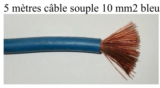 câble électrique batterie souple 10 mm2 bleu 5 mètres