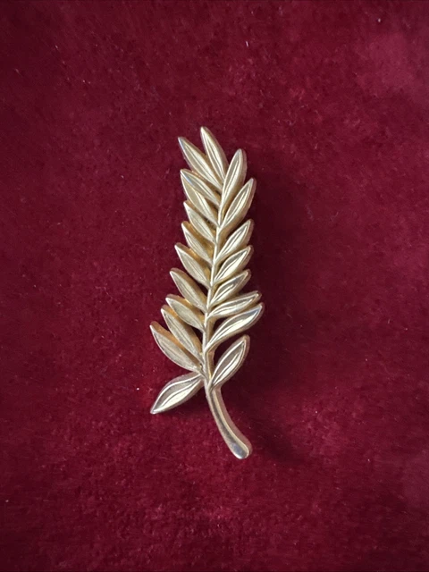 Broche Vintage Feuille En Métal Doré - Signée LMJ, USA, Années 1970-1980 - Occasion