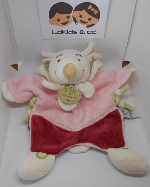 DOUDOU et COMPAGNIE SOURIS PLAT MARIONNETTE SOURIS ROSE BORDEAUX 24 cm D481