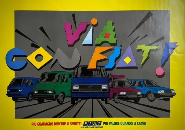 Via Mit Fiat Poster Original Plakat - Fahrzeuge Commerciali- 1985-
