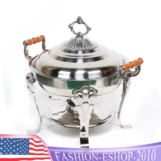 CHAFING DISH BUFFET Set Round Chafer w/Pans & Fuel Holder for Catering ...