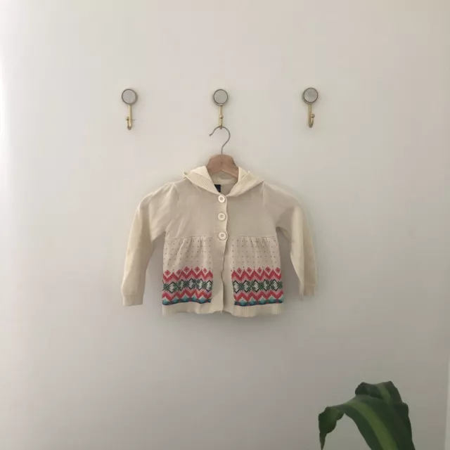 baby Gap fair isle VINTAGE cardigan hoodie sweater sz 3 toddler euc