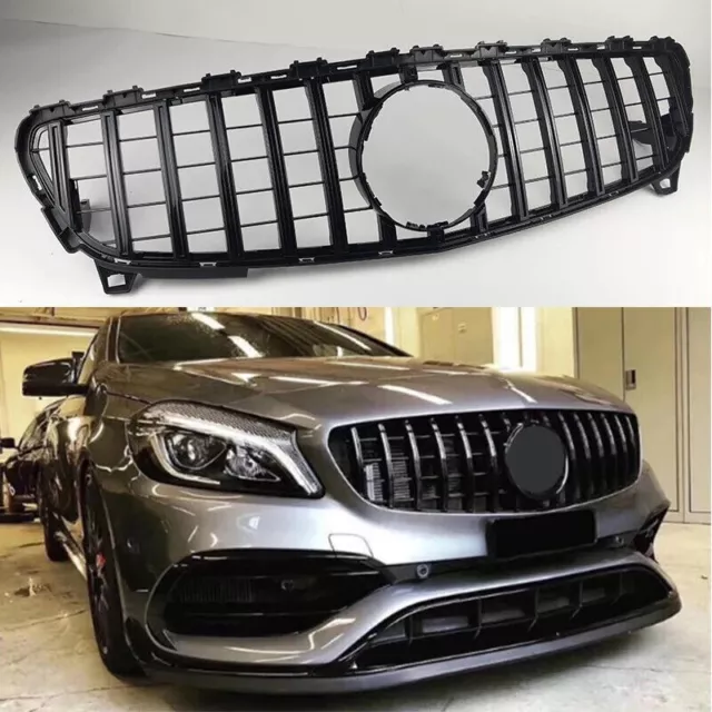 for Mercedes A Class W176 Black Panamericana GT R Grille 2015-2018 Facelift