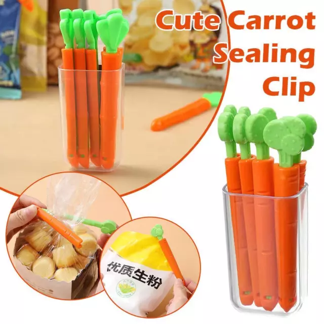 5PC Food Bag Clips Closure Sealing Tongs Cartoon Carrot Shape Moisture-Proof O5