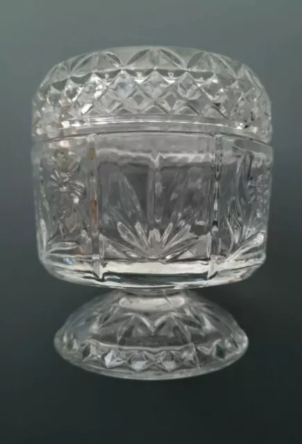 Vtg Fostoria Vanity Cream Candy Sugar Compote  Storage Jar Pedestal Glass W/ Lid