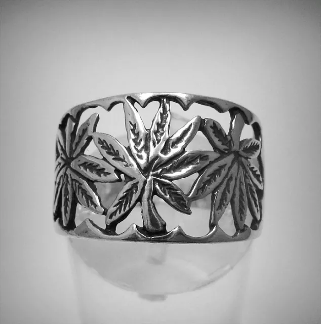 Genuine Sterling Silver Ring Solid 925 Cannabis Perfect Quality Empress R001242