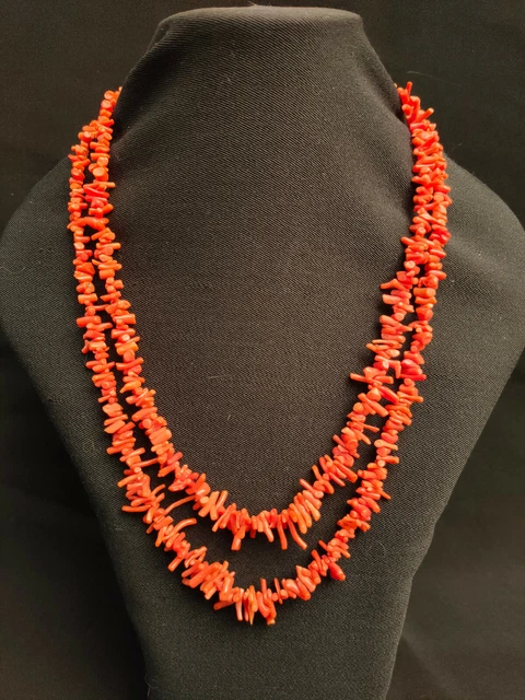 Collier Ancien En Branches De Corail Rouge Naturel - Bijou Neuf Sans Emballage - Poids 48.3g (240 Carats)