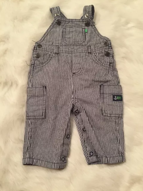 Baby Boys Nautical Blue and White Carters Striped Overalls, Size 6 Months, EUC